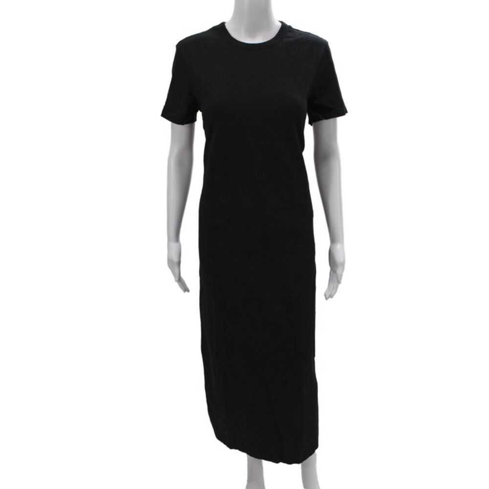 Pact Women T-Shirt Dress Black Organic Cotton Crew Neck Short Sleeve Size S